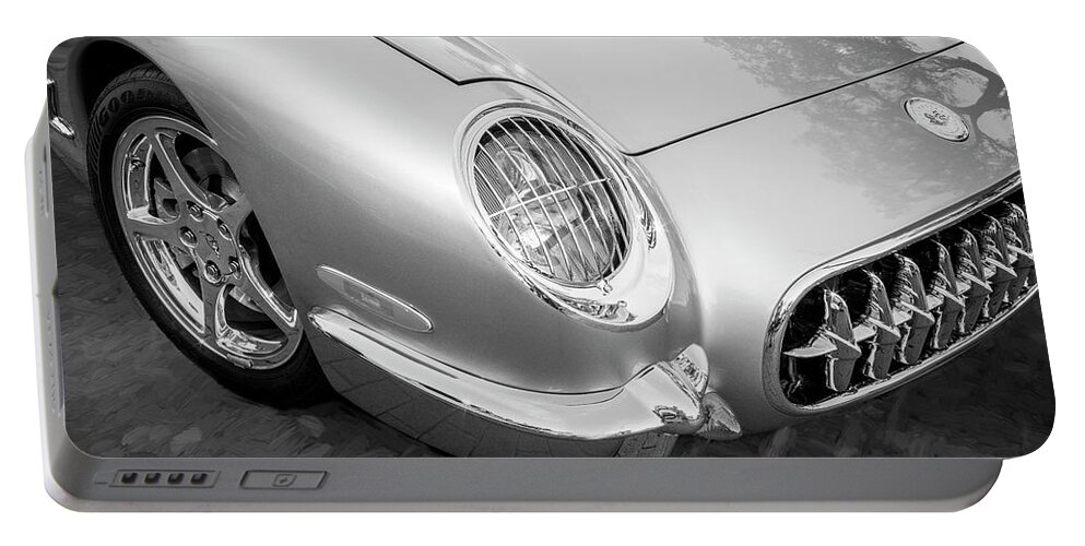 1954 Corvette Portable Battery Charger featuring the photograph 1954 Corvette Nomad BW by Rich Franco