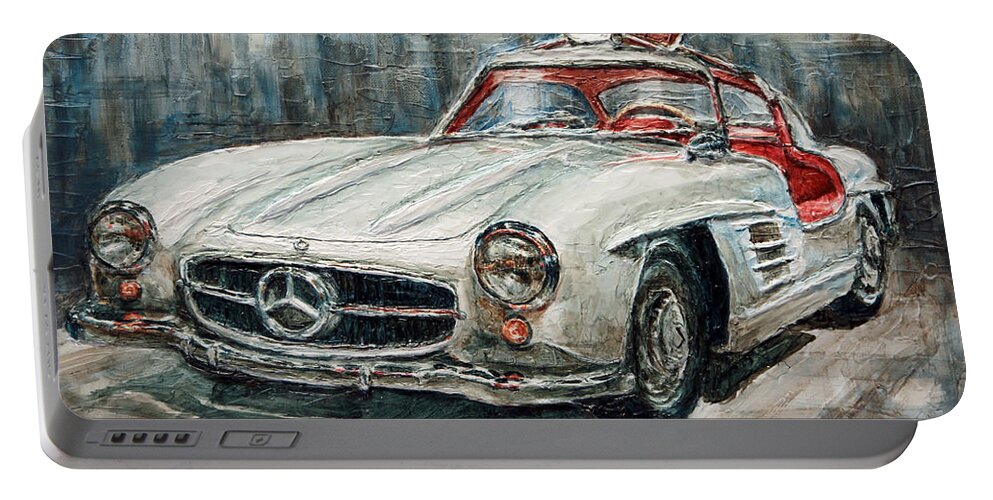 Gullwing Portable Battery Charger featuring the painting 1954 Mercedes Benz 300 SL Gullwing by Joey Agbayani