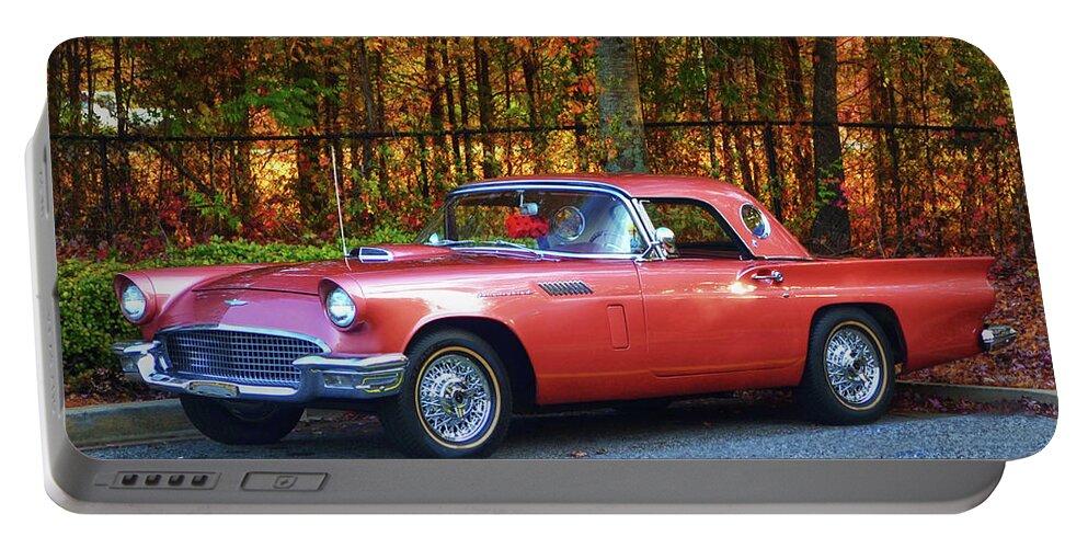 Transportation Portable Battery Charger featuring the photograph 1957 Thunderbird 003 by George Bostian