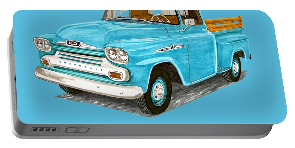 1958 Portable Battery Charger featuring the painting Apache Pick up Truck by Jack Pumphrey