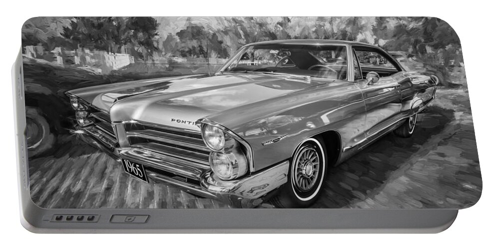 1965 Pontiac Portable Battery Charger featuring the photograph 1965 Pontiac Catalina Coupe Painted BW by Rich Franco