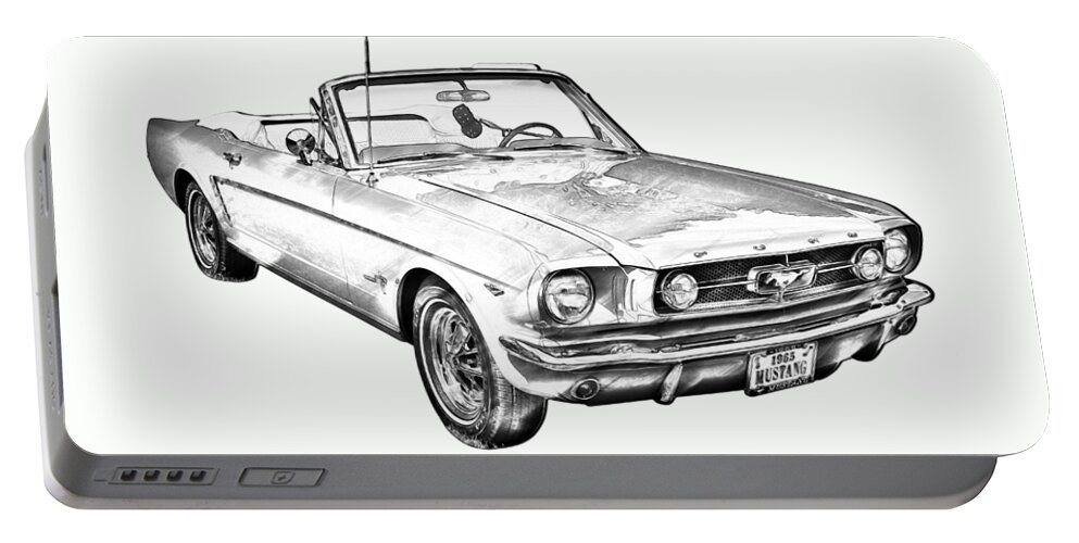 1965 Ford Mustang Portable Battery Charger featuring the photograph 1965 Ford Mustang Convertible Illustration by Keith Webber Jr