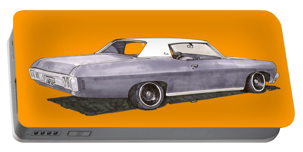 Your 1970 Chevrolet On A Tee Shirt Portable Battery Charger featuring the painting Chevrolet Impala by Jack Pumphrey