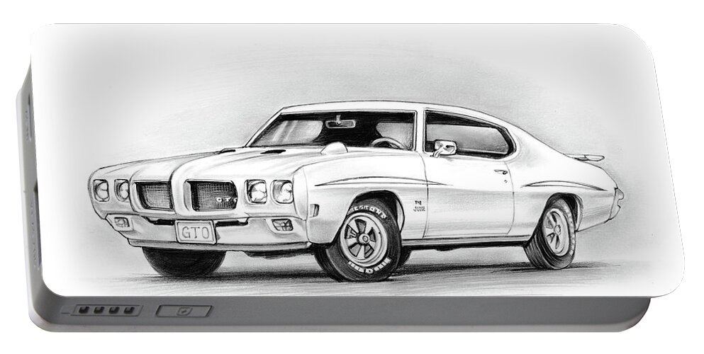 1970 Pontiac Gto Judge Portable Battery Charger featuring the drawing 1970 Pontiac GTO Judge by Greg Joens