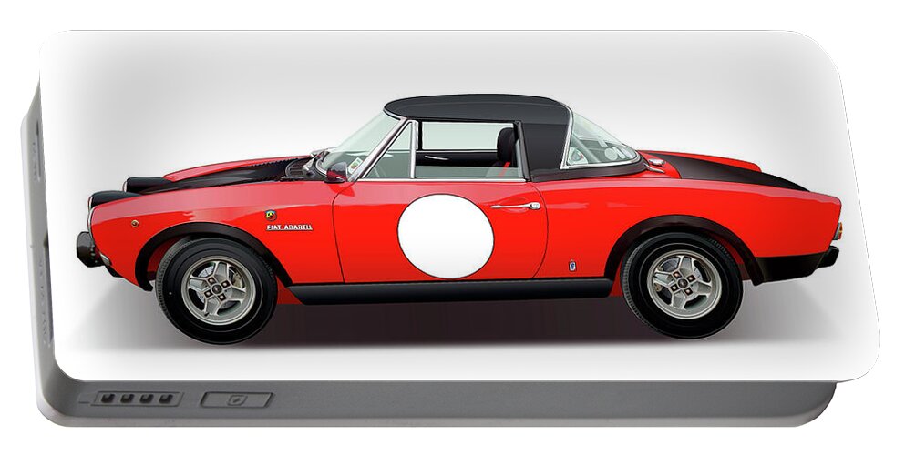 Fiat 124 Spider Abarth Image Portable Battery Charger featuring the digital art 1972 Fiat 124 Spider Abarth illustration by Alain Jamar