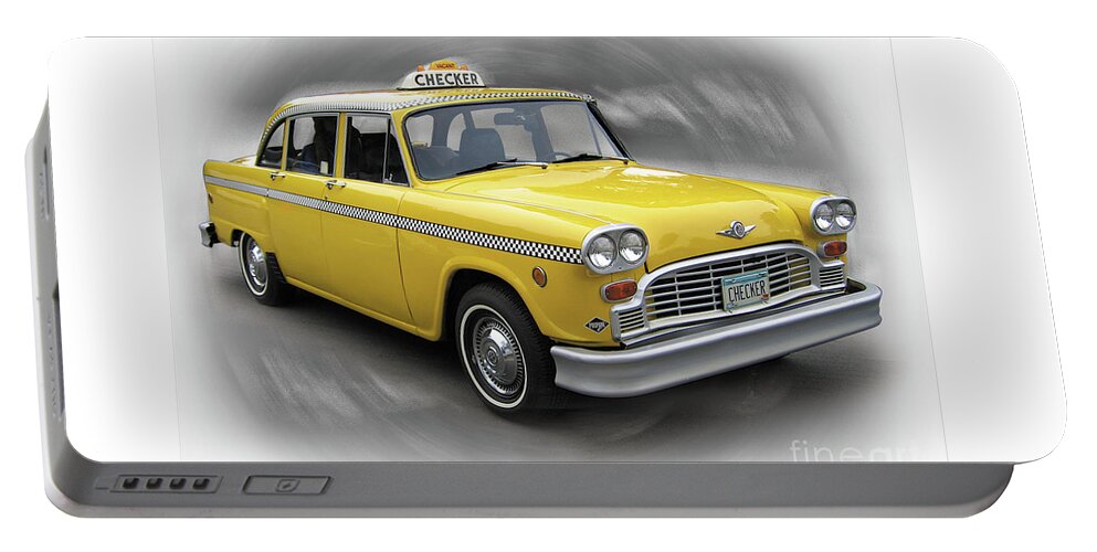 Checker Portable Battery Charger featuring the photograph 1982 Checker Cab by Ron Long