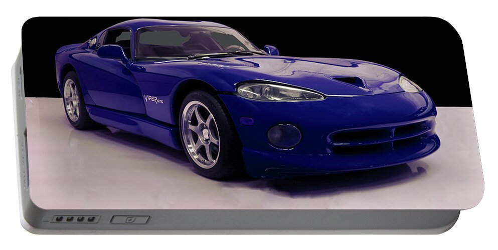 1997 Portable Battery Charger featuring the photograph 1997 Dodge Viper GTS blue by Flees Photos