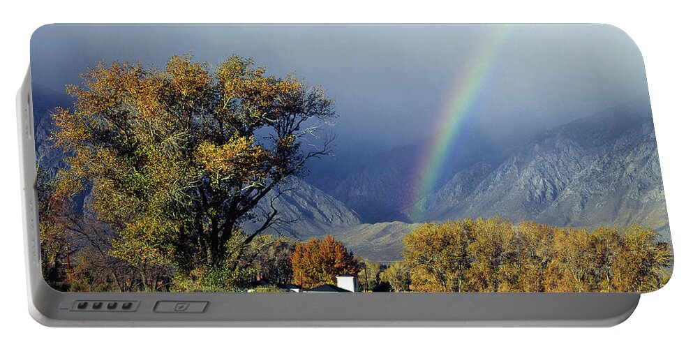 1m6345 Portable Battery Charger featuring the photograph 1M6345 Rainbow in Sierras by Ed Cooper Photography