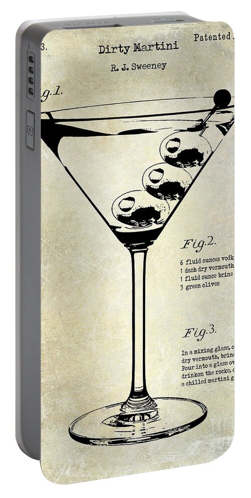 Martini Portable Battery Charger featuring the photograph 1897 Dirty Martini Patent by Jon Neidert