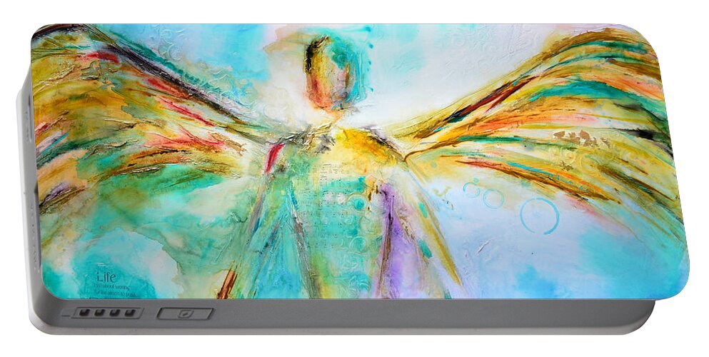 Angel Portable Battery Charger featuring the mixed media A Story Of Love #2 by Ivan Guaderrama