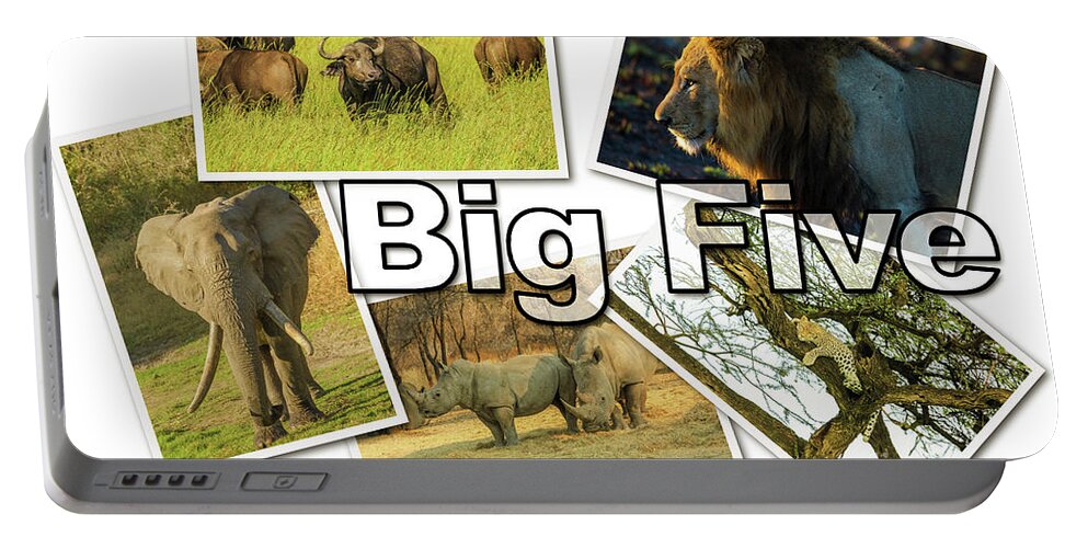 Big Five Portable Battery Charger featuring the photograph African Big Five #2 by Benny Marty