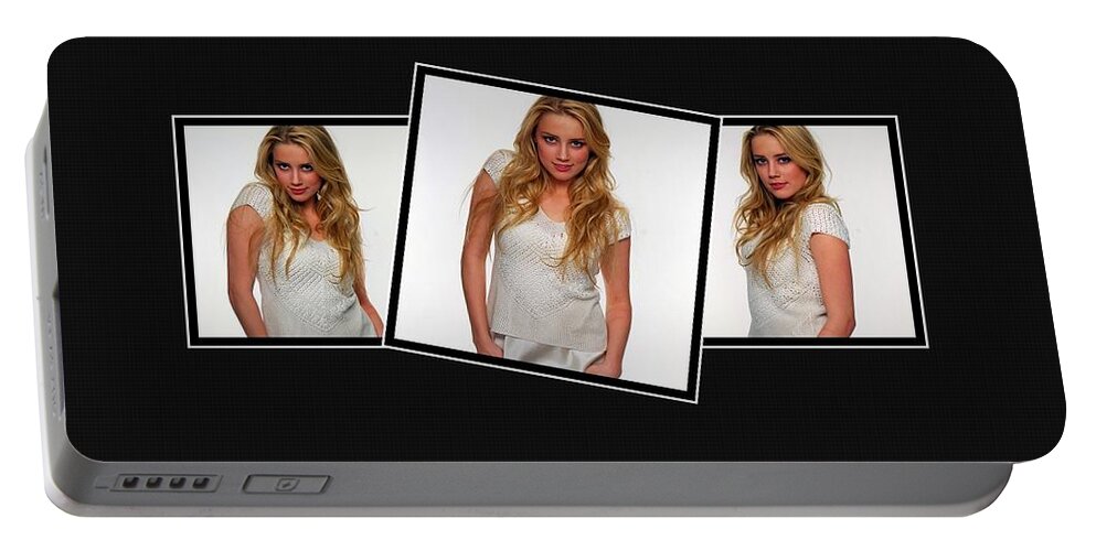 Amber Heard Portable Battery Charger featuring the digital art Amber Heard #2 by Super Lovely