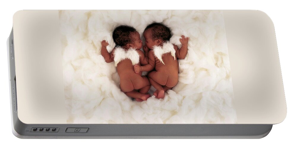 Baby Portable Battery Charger featuring the photograph Alexis and Armani as Angels by Anne Geddes