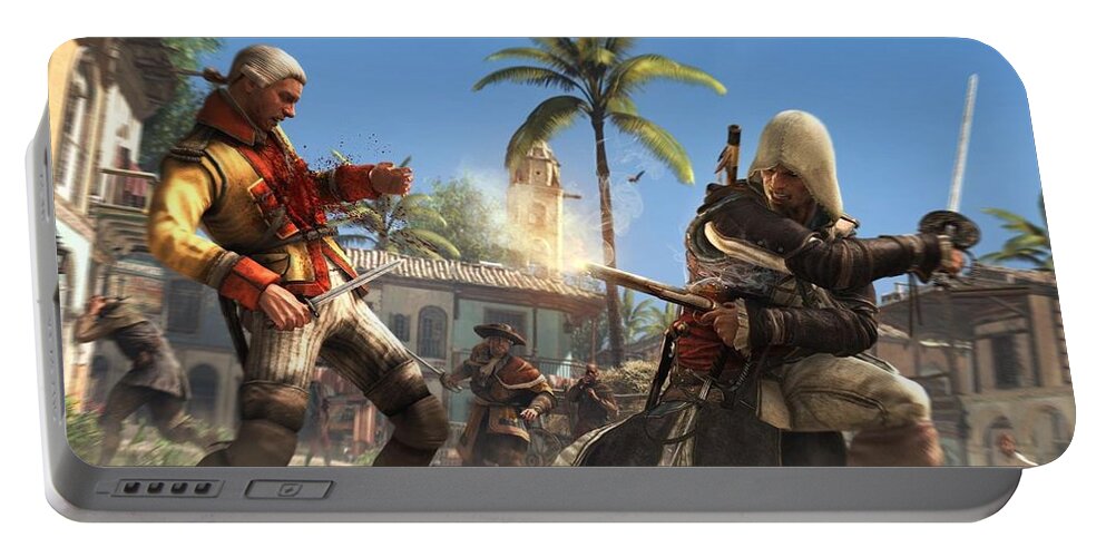 Assassin's Creed Iv Black Flag Portable Battery Charger featuring the digital art Assassin's Creed IV Black Flag #2 by Super Lovely