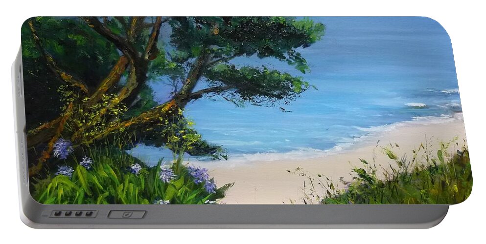 Bel-ile Portable Battery Charger featuring the painting Bel Ile en mer #2 by Lizzy Forrester