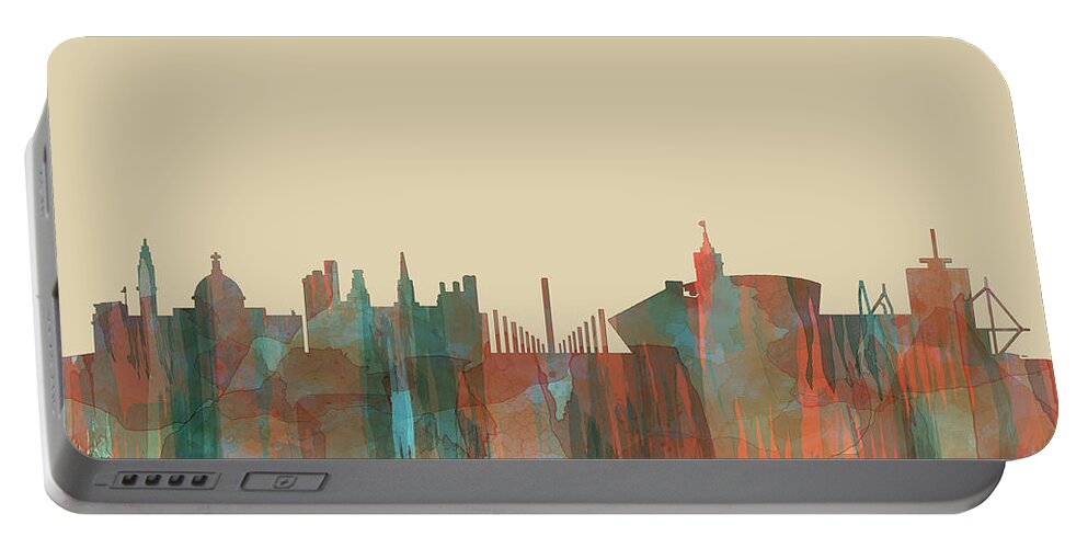 Cardiff Wales Skyline Portable Battery Charger featuring the digital art Cardiff Wales Skyline #2 by Marlene Watson
