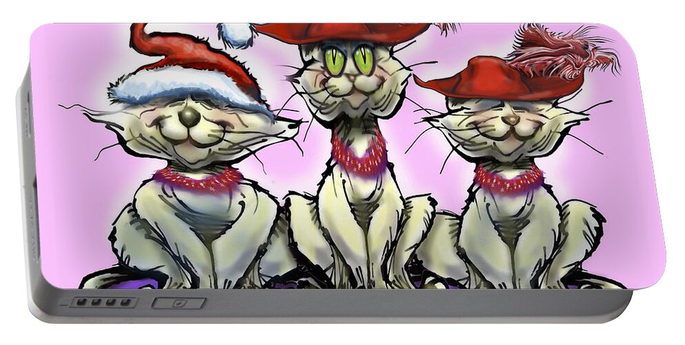Christmas Portable Battery Charger featuring the digital art Cats in Red Hats #3 by Kevin Middleton