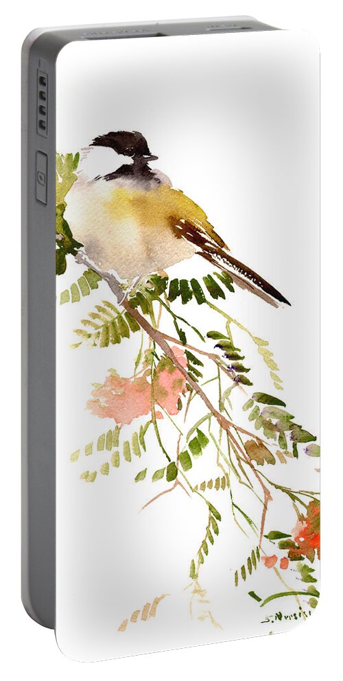 Chickadee Art Portable Battery Charger featuring the painting Chickadee #2 by Suren Nersisyan