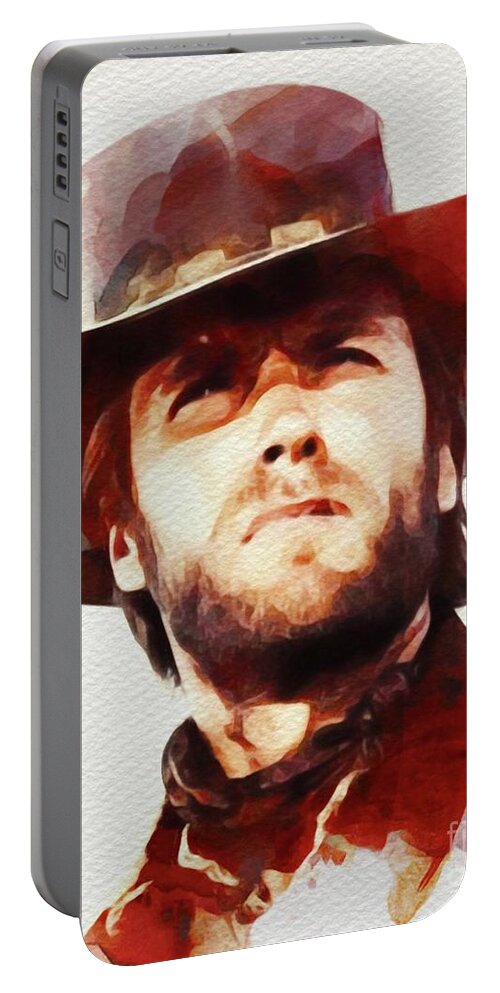 Clint Portable Battery Charger featuring the painting Clint Eastwood, Hollywood Legend #2 by Esoterica Art Agency