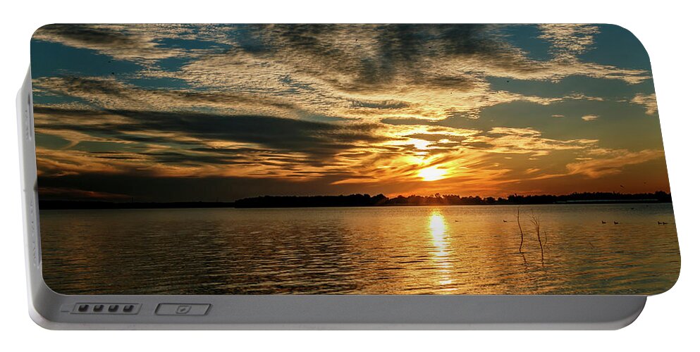 Nature Portable Battery Charger featuring the photograph Cloudy Sunset #2 by Doug Long