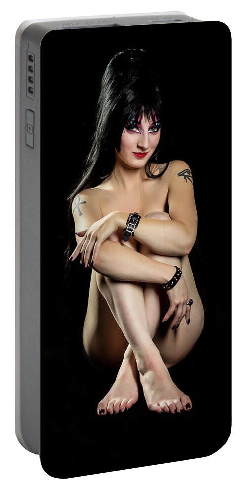 Implied Nude Portable Battery Charger featuring the photograph Elvira tribute #2 by La Bella Vita Boudoir