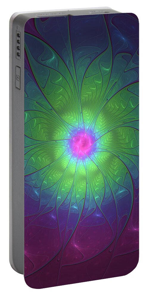 Abstract Portable Battery Charger featuring the digital art Fantasy Flower #2 by Gabiw Art