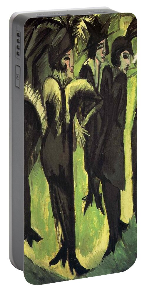 Five Women At The Street - Ernst Ludwig Kirchner Portable Battery Charger featuring the painting Five Women at the Street by Ernst Ludwig
