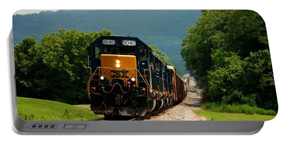 Train Portable Battery Charger featuring the photograph Freight Train by Kenny Glover