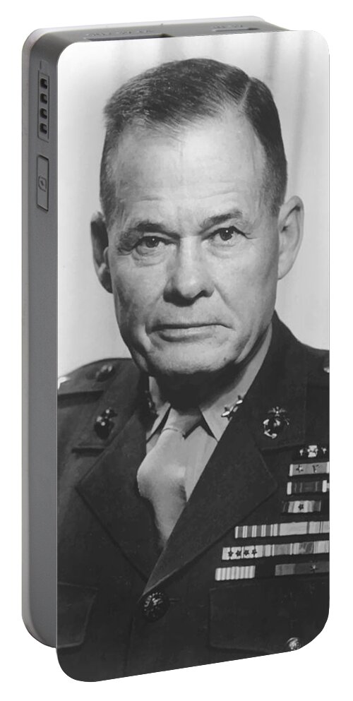 Chesty Puller Portable Battery Charger featuring the painting General Lewis Chesty Puller by War Is Hell Store