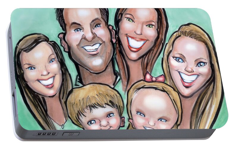  Portable Battery Charger featuring the digital art Group Caricature #2 by Kevin Middleton