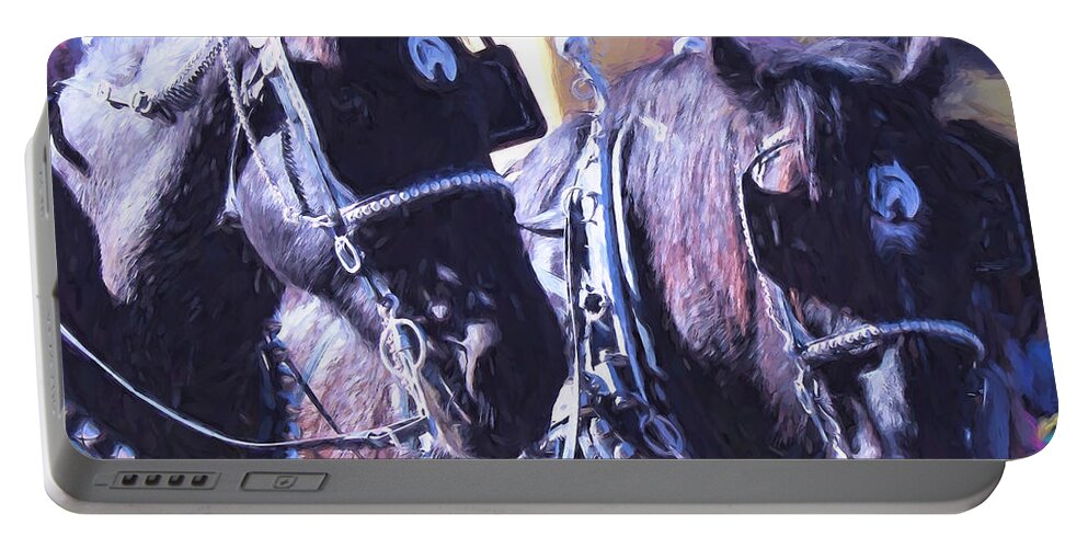 Horses Portable Battery Charger featuring the digital art Horses #2 by Cathy Anderson