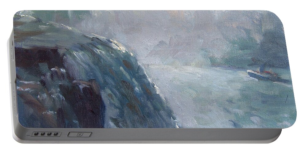 Horseshoe Falls Portable Battery Charger featuring the painting Horseshoe Falls by Ylli Haruni