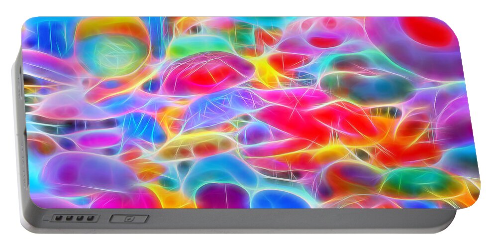 Bubbles Portable Battery Charger featuring the digital art In Color Abstract 9 #2 by Cathy Anderson