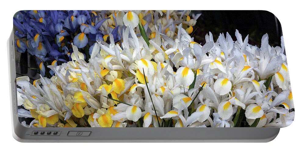 Photograph Portable Battery Charger featuring the photograph Incredible Irises in Watercolor by Suzanne Gaff
