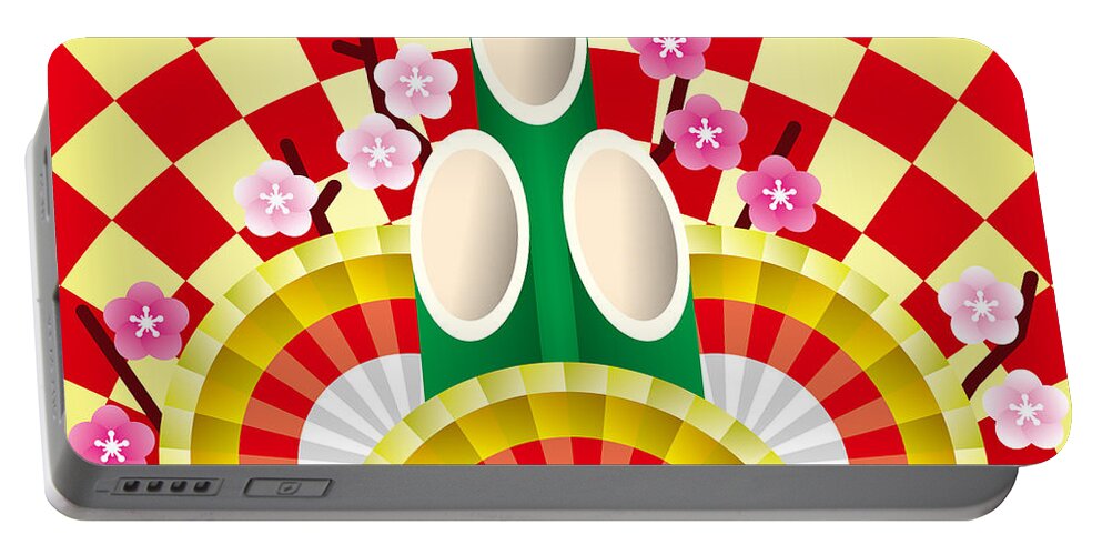  Portable Battery Charger featuring the digital art Japanese Newyear Decoration #2 by Moto-hal