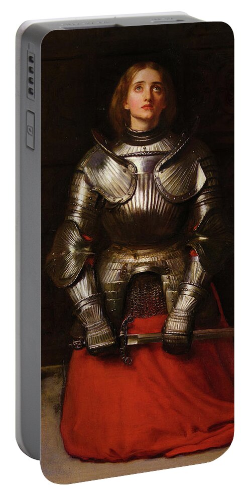 John Everett Millais Joan Of Arc Jeanne D'arc French Patron Saint France Pre-raphaelite Heroine Hundred Years War Maid Of Orleans Orleans Portable Battery Charger featuring the painting Joan Of Arc by Troy Caperton