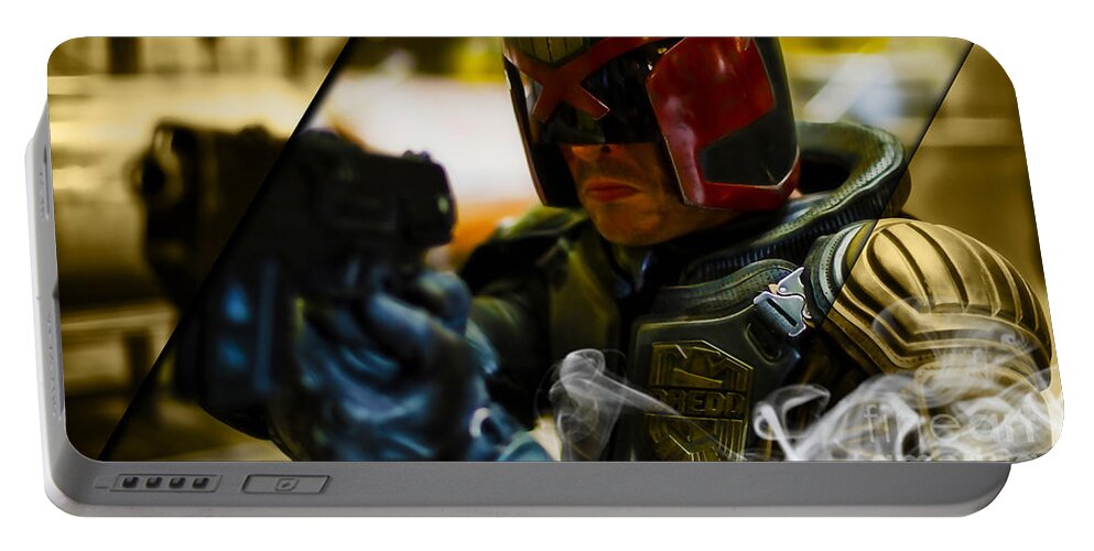 Judge Dredd Portable Battery Charger featuring the mixed media Judge Dredd Collection #2 by Marvin Blaine