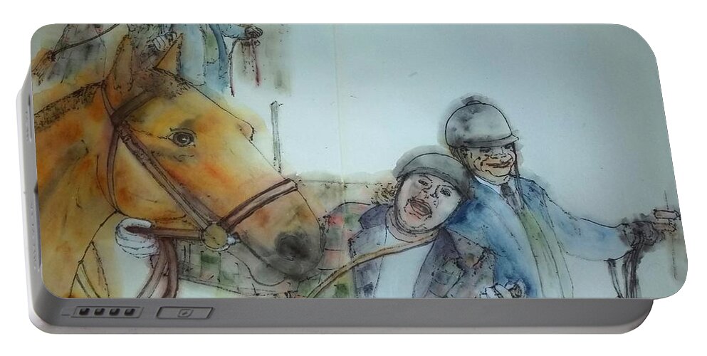 Pbs. Television. English. Sitcom. Keeping Up Appearances. Equine Portable Battery Charger featuring the painting Keeping up Appearances album #2 by Debbi Saccomanno Chan