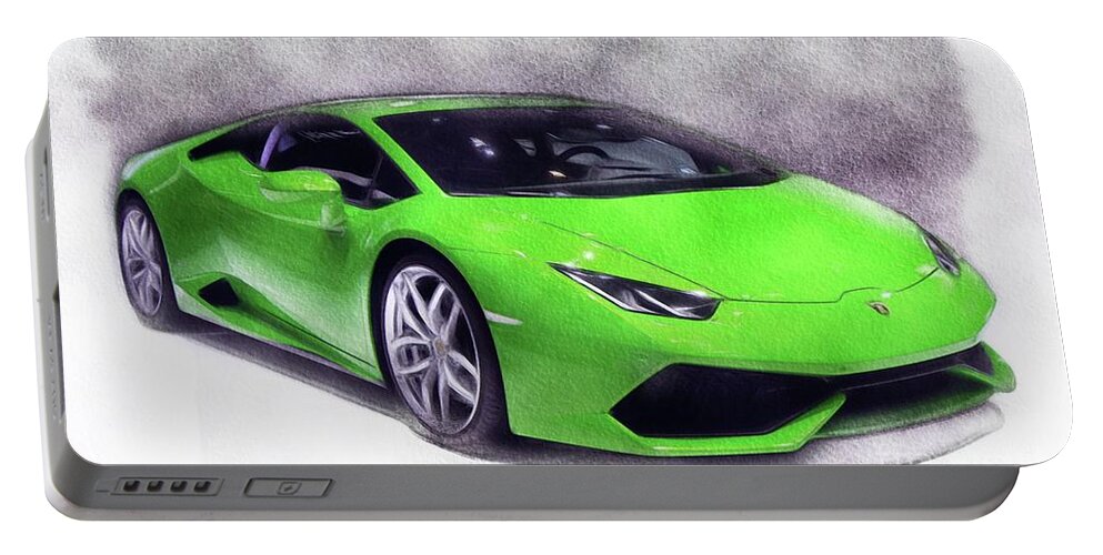 Top Portable Battery Charger featuring the painting Lamborghini #2 by Esoterica Art Agency