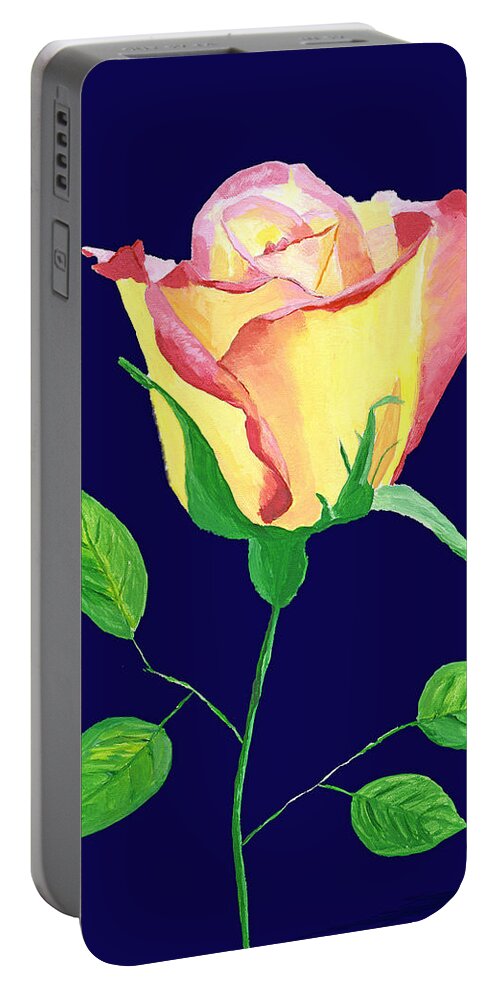 Rose Portable Battery Charger featuring the painting Love in Bloom #2 by Rodney Campbell