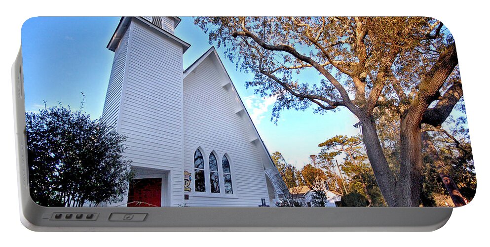 Church Portable Battery Charger featuring the painting Magnolia Springs Alabama Church by Michael Thomas