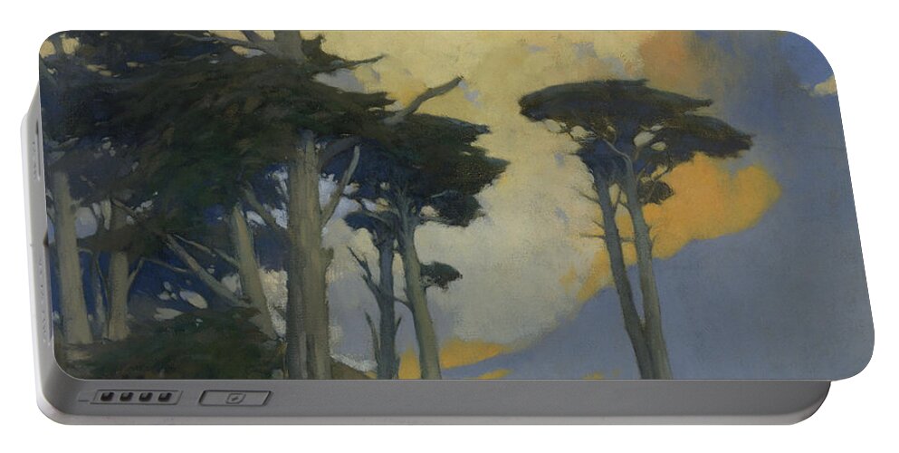 Monterey Cypress By Arthur Frank Mathews Portable Battery Charger featuring the painting Monterey Cypress #2 by Arthur Frank Mathews