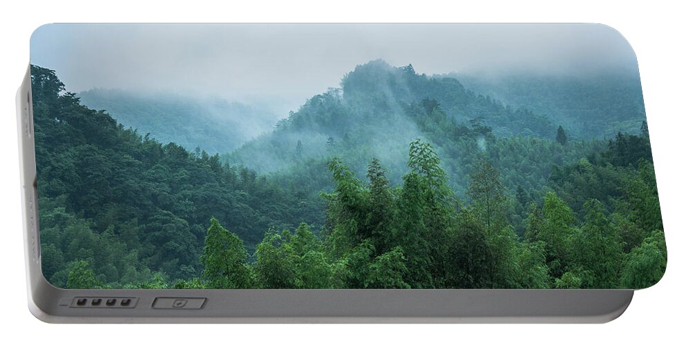 Scenery Portable Battery Charger featuring the photograph Mountains scenery in the mist #2 by Carl Ning