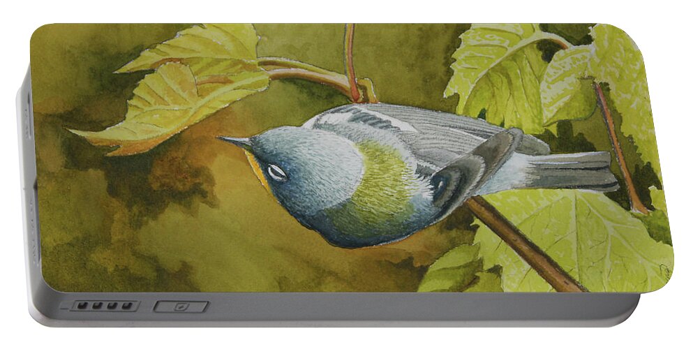 Bird Portable Battery Charger featuring the painting Northern Parula #2 by Charles Owens