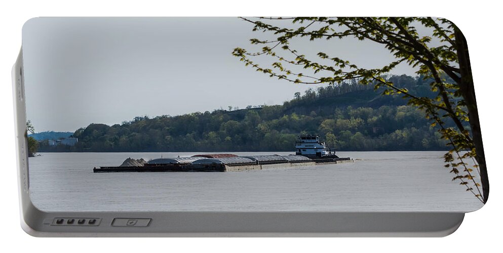 River Portable Battery Charger featuring the photograph Ohio River Barge #2 by Holden The Moment