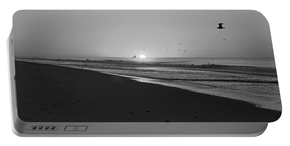 Sunrise Portable Battery Charger featuring the photograph Placid Sunrise BW by Newwwman