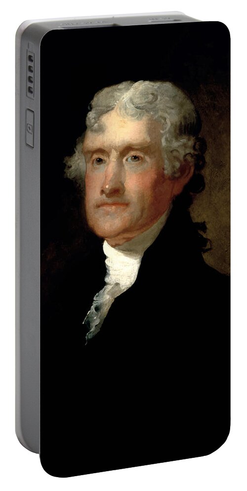 Thomas Jefferson Portable Battery Charger featuring the painting President Thomas Jefferson by War Is Hell Store