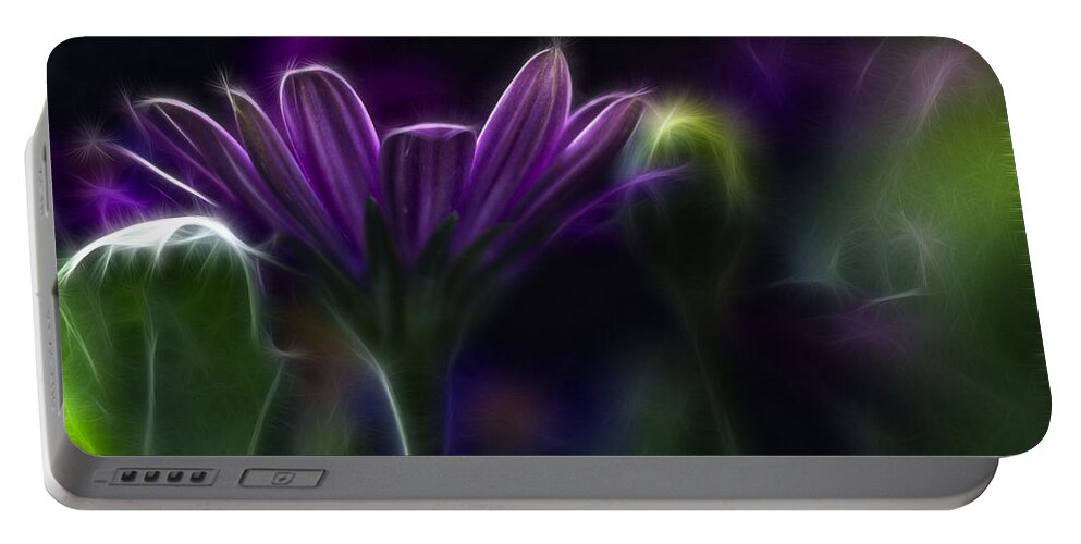 Abstract Portable Battery Charger featuring the photograph Purple Daisy by Stelios Kleanthous