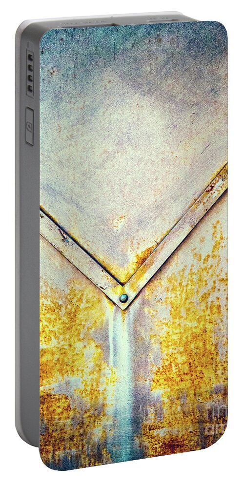 Abstract Portable Battery Charger featuring the photograph Rusty gate detail #2 by Silvia Ganora