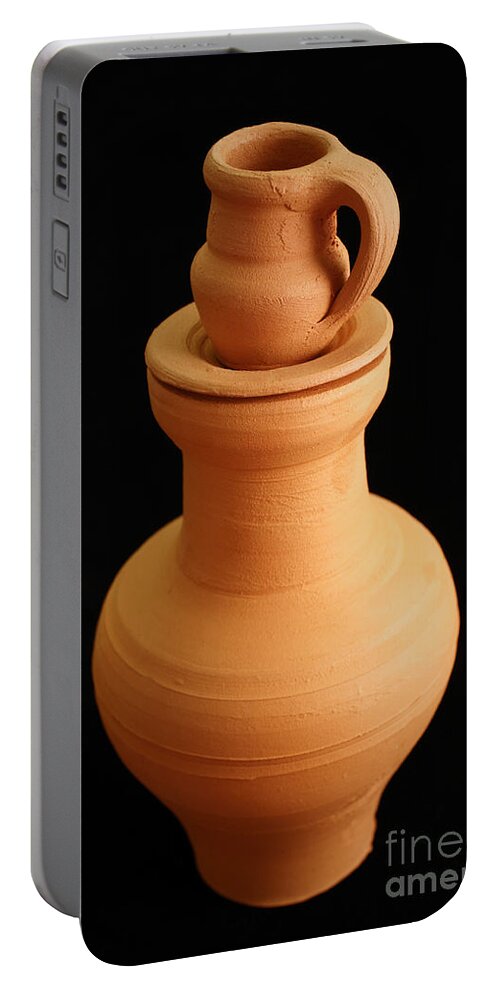 Pottery Portable Battery Charger featuring the photograph Small pottery items #3 by Gaspar Avila